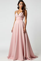 Load image into Gallery viewer, Spaghetti Straps Dusty Rose A Line Long Prom Dress