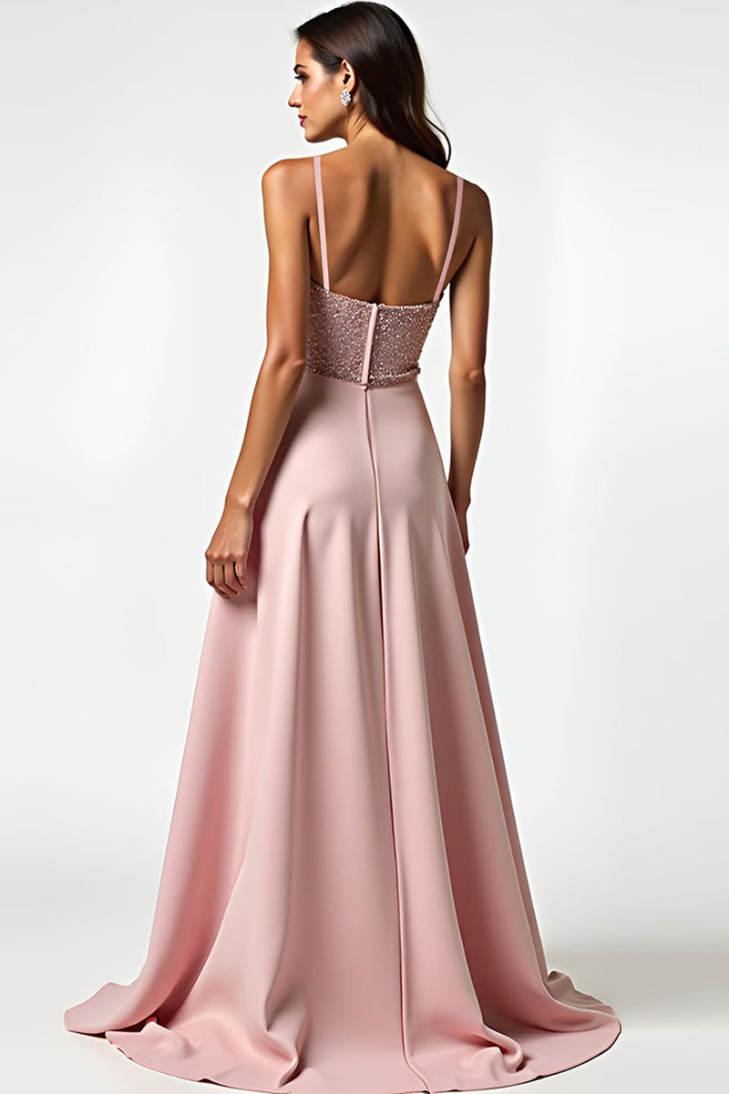 Load image into Gallery viewer, Spaghetti Straps Dusty Rose A Line Long Prom Dress