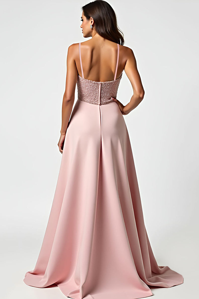 Load image into Gallery viewer, Spaghetti Straps Dusty Rose A Line Long Prom Dress