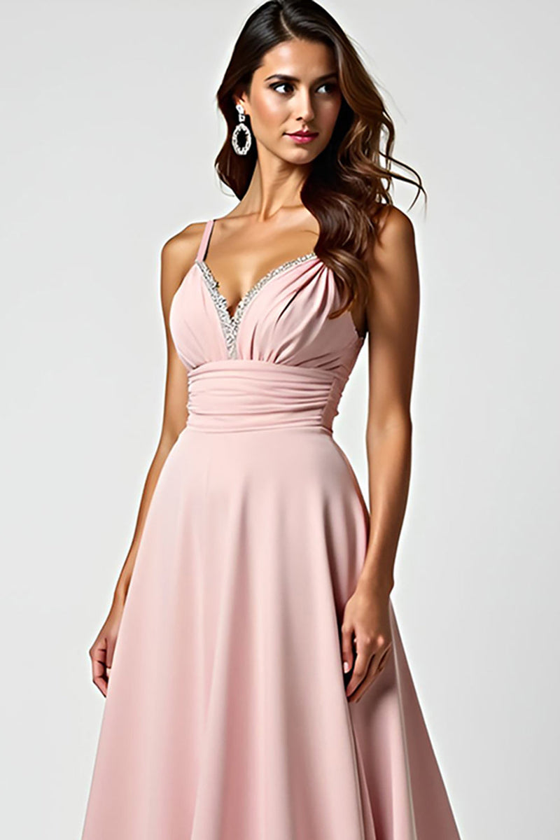 Load image into Gallery viewer, Spaghetti Straps Dusty Rose A Line Long Prom Dress