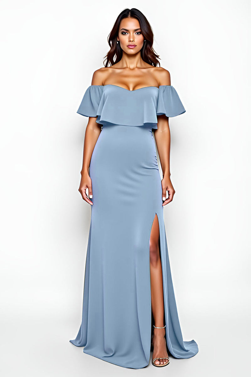 dusty blue dresses for wedding guest Leely Women Mermaid Floral Dress Jacquard Spaghetti Straps Evening Dress Package Contents Azazie 2026 Corset Lace Up