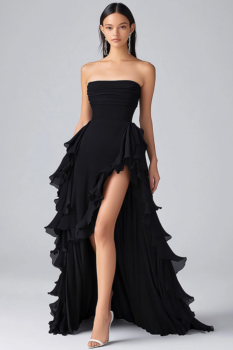 Black Strapless Long Dress