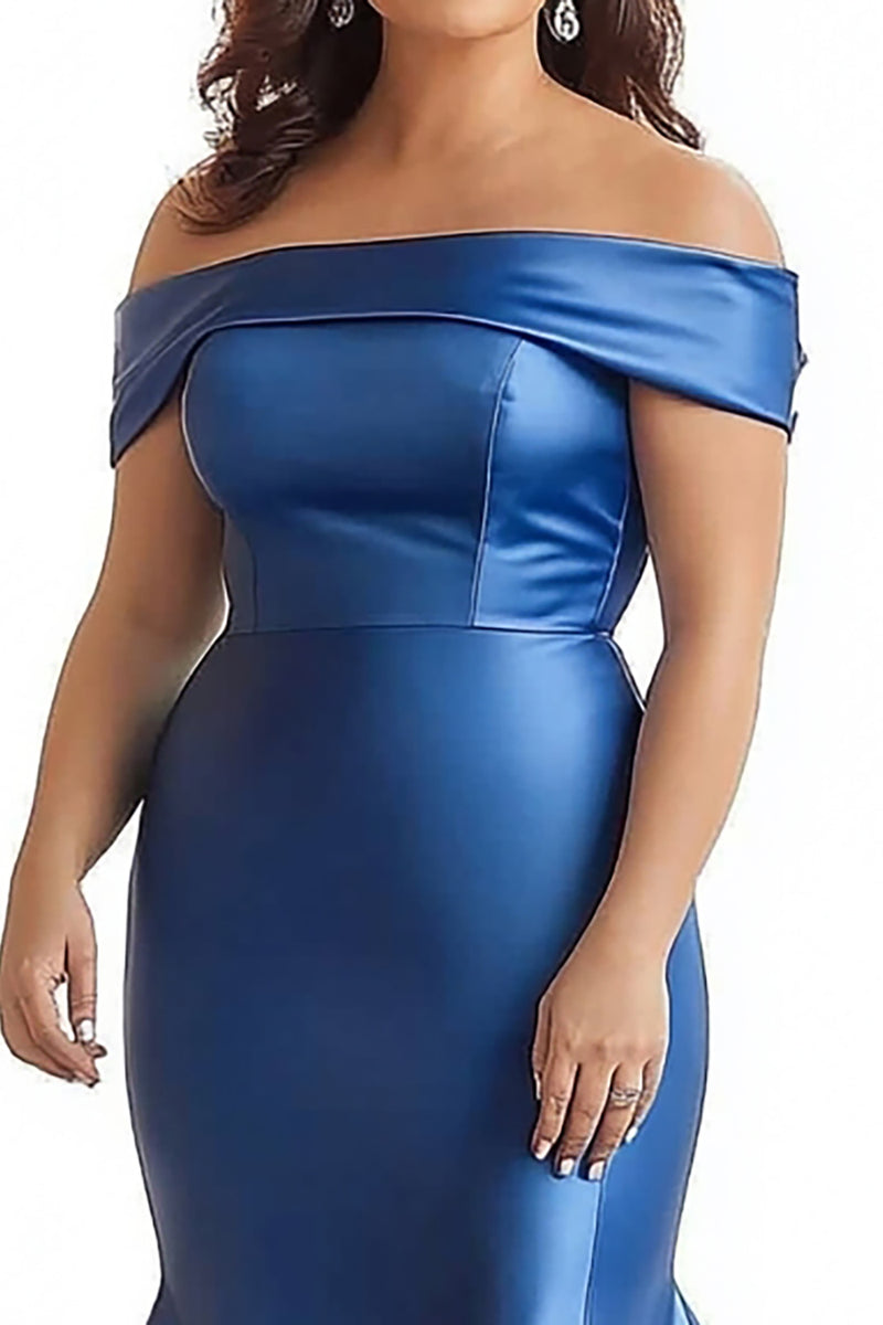 Plus Size Royal Blue Mermaid Dress Plus Size Royal 2024 Blue Mermaid Dress