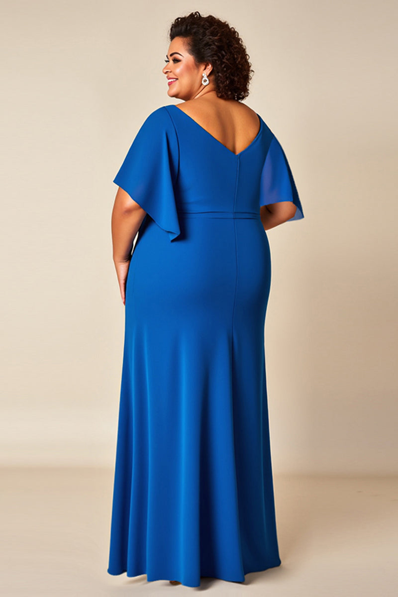 Cicinia Dusty Blue Chiffon Mother Of The Bride Dress Plus Size Long A-line Round Neckline Tea Length main image 1