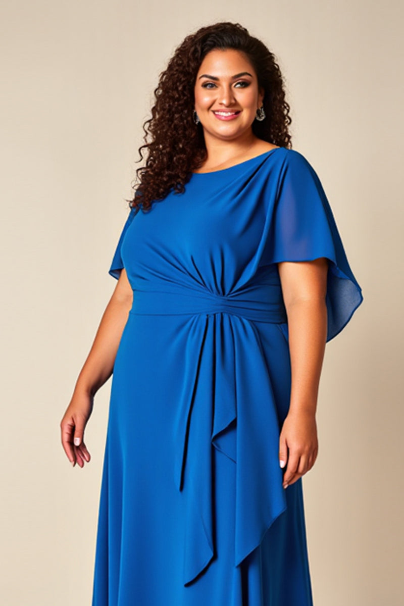 Plus Size Royal Blue Mother Of The Bride Dress With Cape