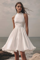 Load image into Gallery viewer, White Chiffon Midi Sleeveless A Line Graduation Dress