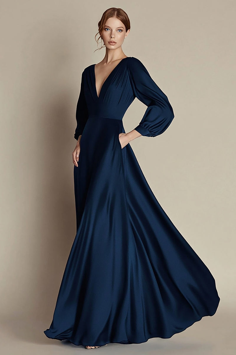 Printed Floral Navy Strapless A Line Long Formal Dress