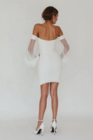 Load image into Gallery viewer, White Bodycon Backless Graduation Dress with Ruffles