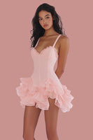 Load image into Gallery viewer, Pink Sheath Sweetheart Graduation Dress with Ruffles