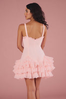 Load image into Gallery viewer, Pink Sheath Sweetheart Graduation Dress with Ruffles