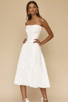 Load image into Gallery viewer, White A Line Lace Long Rehearsal Dinner Dress