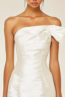 White Satin Bodycon One Shoulder Graduation Dress