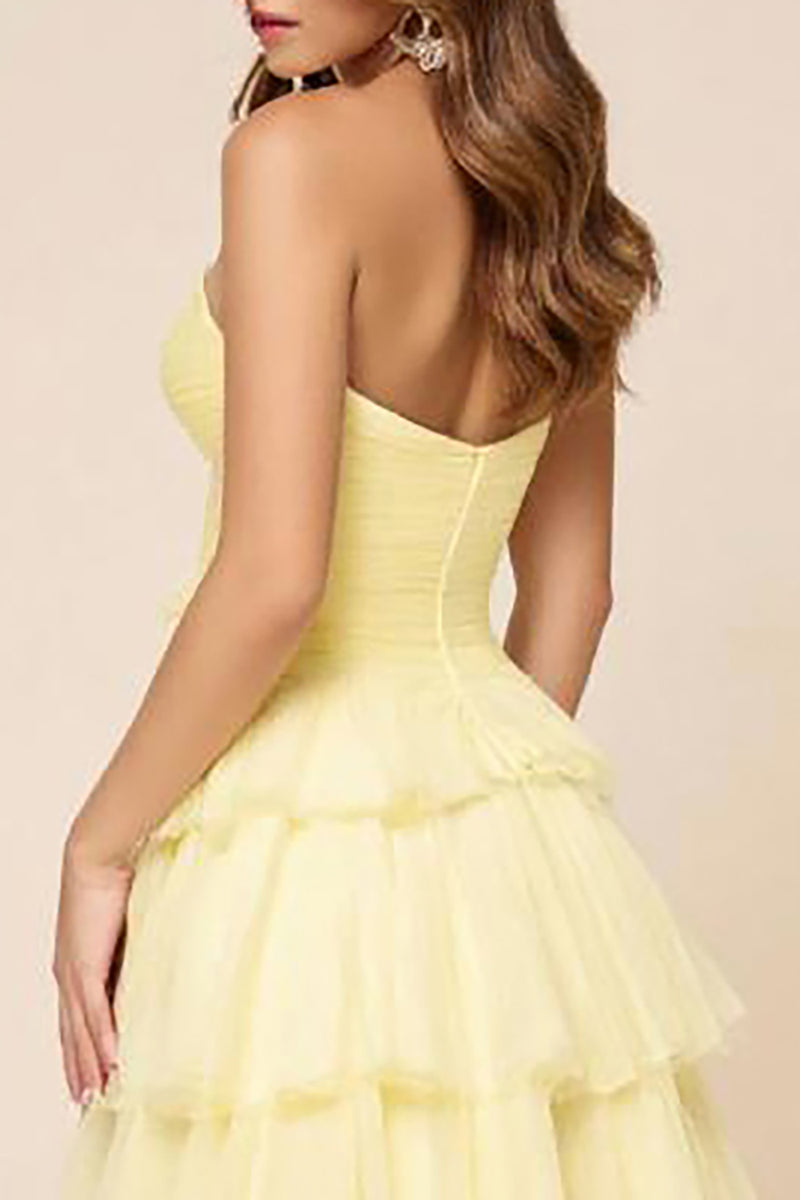 Load image into Gallery viewer, Daffodil Ball Gown Tulle Keyhole Long Prom Dress with Slit