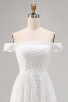 Load image into Gallery viewer, White Lace Off The Shoulder High-Low A Line Boho Maxi Dress