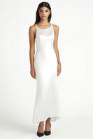 Load image into Gallery viewer, White Satin Scoop Midi Mermaid Engagement Dress