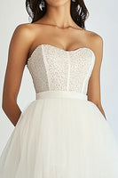 Load image into Gallery viewer, White Tulle Sweetheart Short Graduation Dress with Beading