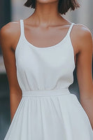 Load image into Gallery viewer, White Chiffon Scoop Short A Line Graduation Dress