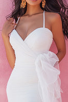 Load image into Gallery viewer, White Bodycon Short Graduation Dress with Ruffles