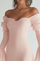 Load image into Gallery viewer, Pink Chiffon Long Sleeves Short Graduation Dress with Ruffles