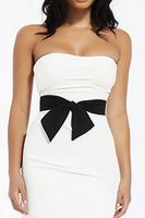 Load image into Gallery viewer, White Satin Sweetheart Mermaid Engagement Dress with Bow