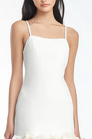 Load image into Gallery viewer, White Satin Spaghetti Straps Floral Short Bodycon Graduation Dress