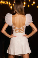Load image into Gallery viewer, Ivory Corset Tulle Bodycon Short Homecoming Dress