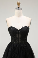 Load image into Gallery viewer, Black Lace A Line Sweetheart Short Corset Homecoming Dress
