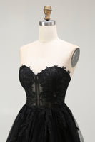 Load image into Gallery viewer, Black Lace A Line Sweetheart Short Corset Homecoming Dress