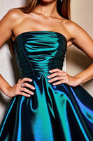Load image into Gallery viewer, Metallic Dark Blue Strapless Corset Short Homecoming Dress