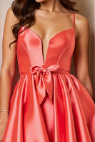 Load image into Gallery viewer, Orange Corset Short Satin Homecoming Dress with Bow