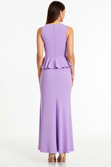 Lilac Sheath Long Formal Dress with Ruffles