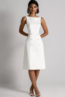 Load image into Gallery viewer, Ivory A Line Double Breasted Midi Work Dress