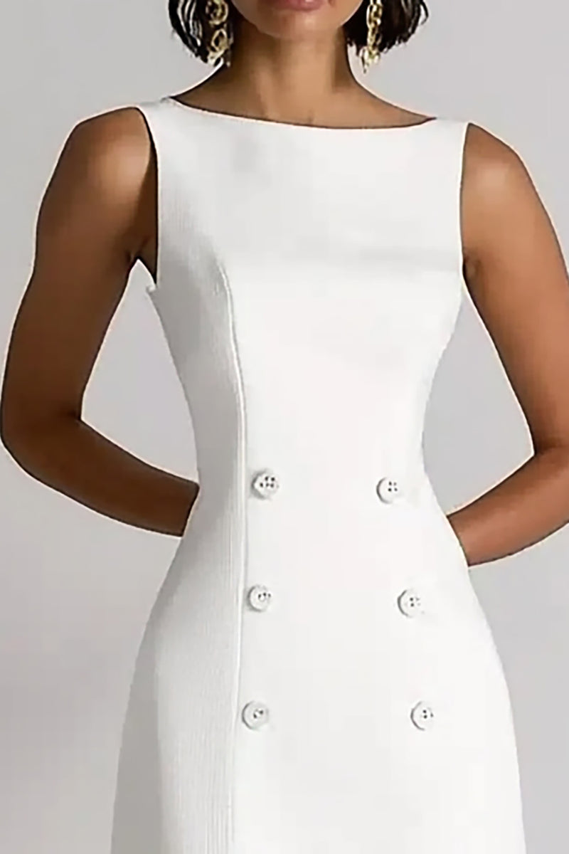 Load image into Gallery viewer, Ivory A Line Double Breasted Midi Work Dress