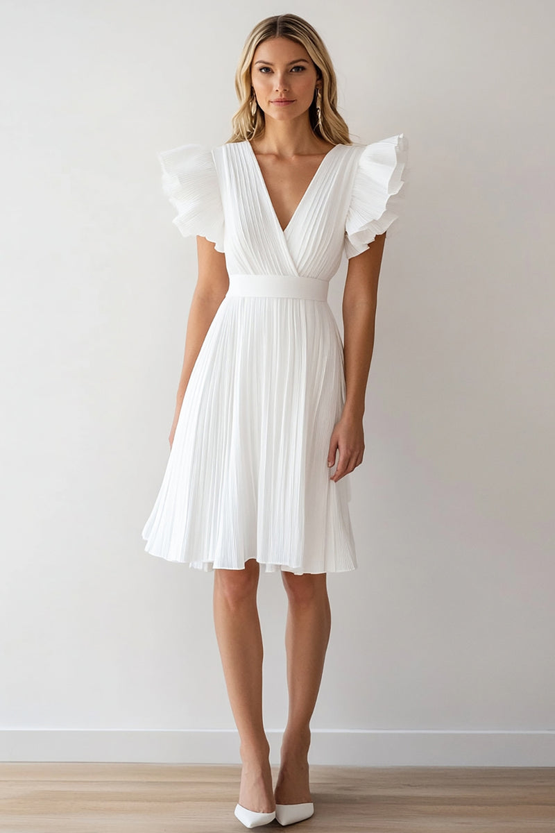 Load image into Gallery viewer, Ivory A Line Chiffon Short Graduation Dress with Ruffles