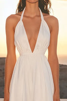 Load image into Gallery viewer, Ivory V Neck Satin Short A Line Graduation Dress