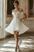 Load image into Gallery viewer, Ivory Organza Short Off The Shoulder A Line Graduation Dress
