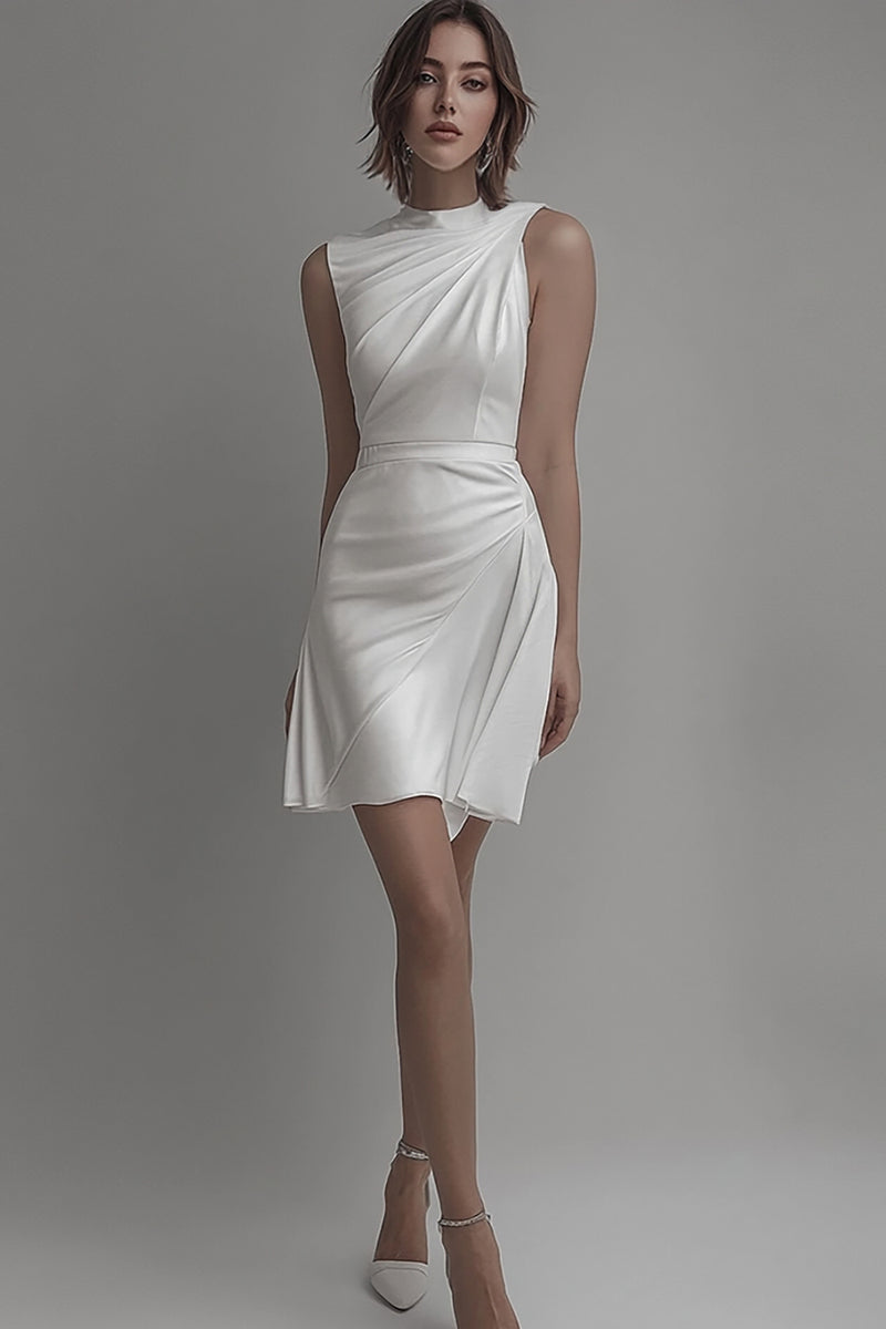 Load image into Gallery viewer, White High Neck Bodycon Short Graduation Dress