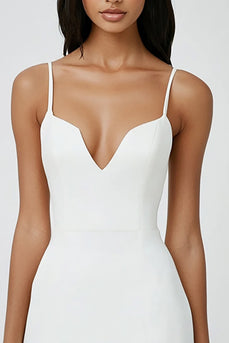 White Bodycon Spaghetti Straps Satin Short Graduation Dress