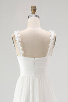 Load image into Gallery viewer, Boho Ivory A Line Ruffled V-Neck High-Low Rehearsal Dinner Dress