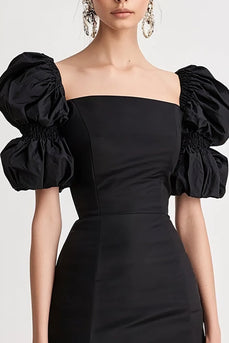 Black Satin Bodycon Short Grduation Dress