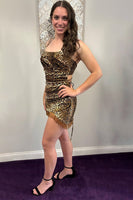 Load image into Gallery viewer, Brown Leopard Tight Short Homecoming Dress with Fringes