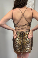 Load image into Gallery viewer, Brown Leopard Tight Short Homecoming Dress with Fringes