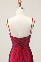 Load image into Gallery viewer, Sparkly Burgundy Short Tight Backless Homecoming Dress with Beading