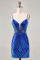 Load image into Gallery viewer, Sparkly Burgundy Short Tight Backless Homecoming Dress with Beading