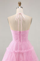 Load image into Gallery viewer, Pink Ruffled Glitter Short Homecoming Dress with Keyhole