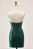 Load image into Gallery viewer, Sparkly Dark Green Tight Satin Beaded Short Homecoming Dress