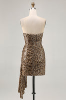 Load image into Gallery viewer, Sparkly Khaki Sequin Leopard Printed Short Tight Homecoming Dress