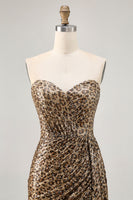 Load image into Gallery viewer, Sparkly Khaki Sequin Leopard Printed Short Tight Homecoming Dress