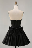 Load image into Gallery viewer, Sparkly Black Corset Satin Short Homecoming Dress with Bow