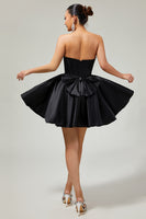 Load image into Gallery viewer, Sparkly Black Corset Satin Short Homecoming Dress with Bow